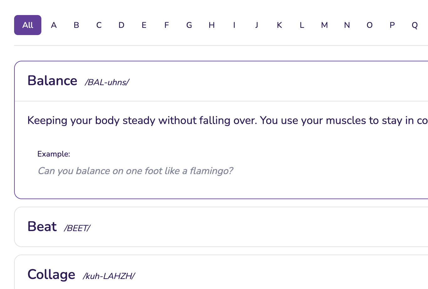 KWEST glossary feature